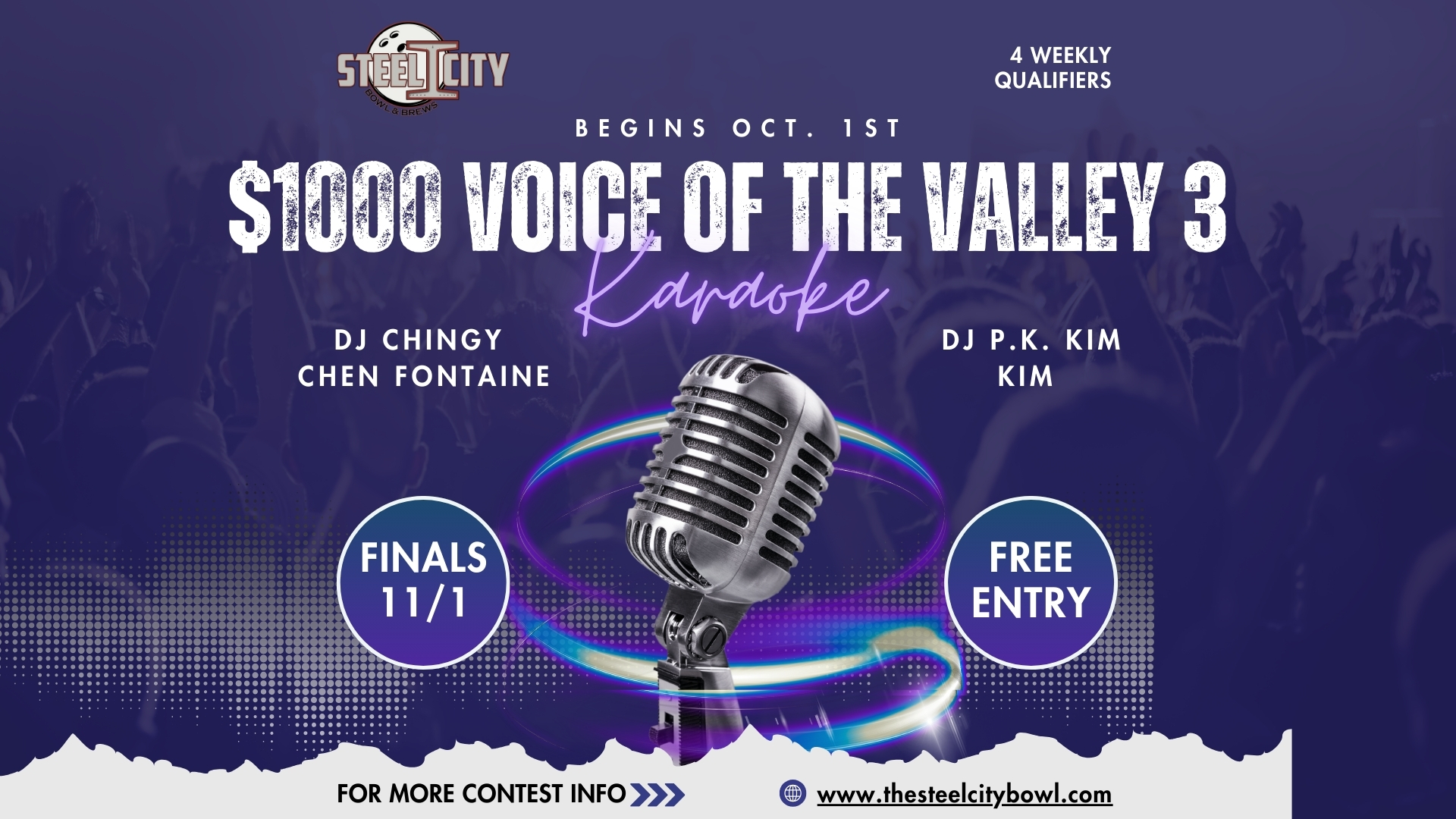 The $1000 Voice of the Valley 3 Karaoke Contest Semi-Final Round @Steel City Bowl & Brews
