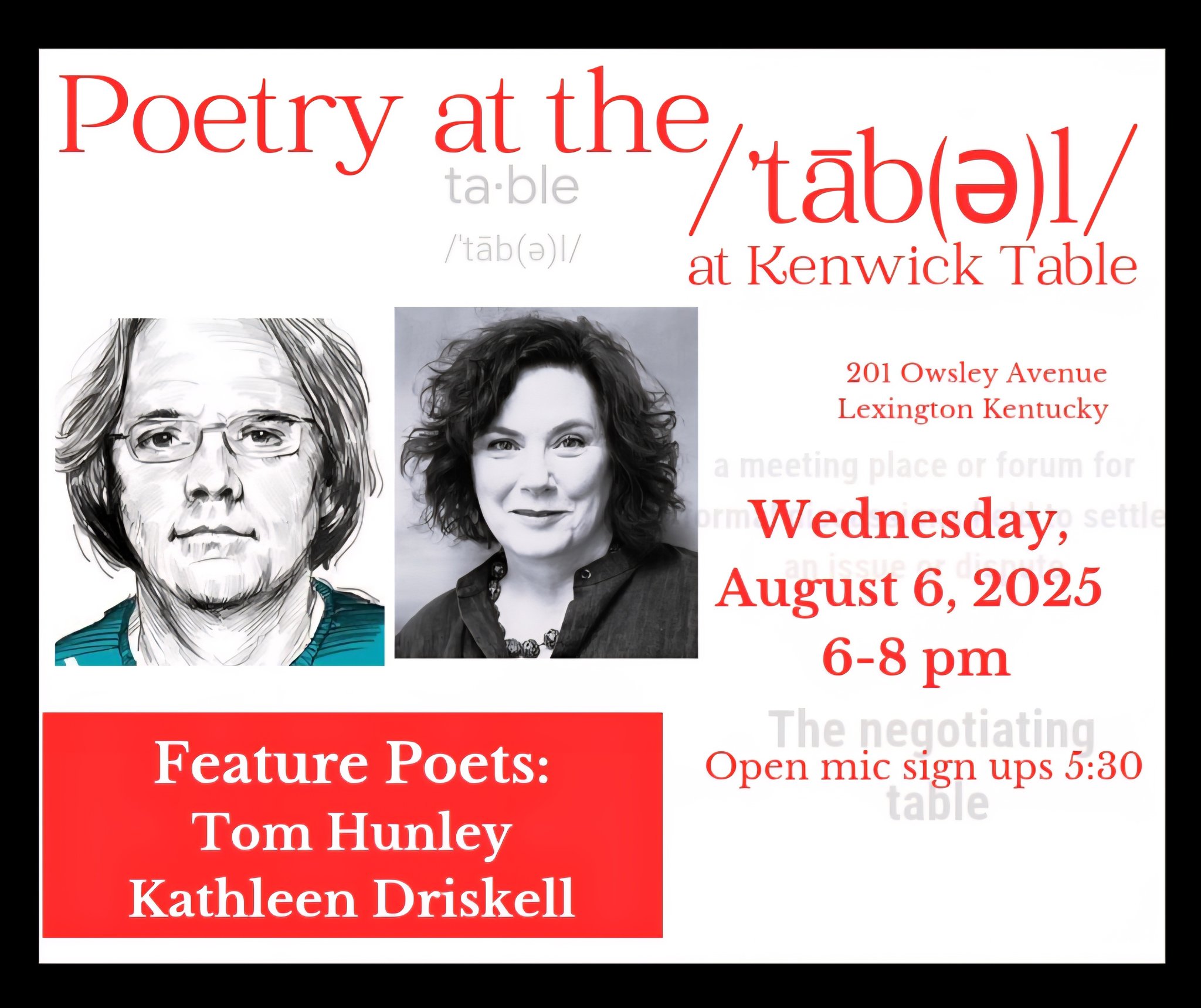 Poetry at the /'tā-bəl/