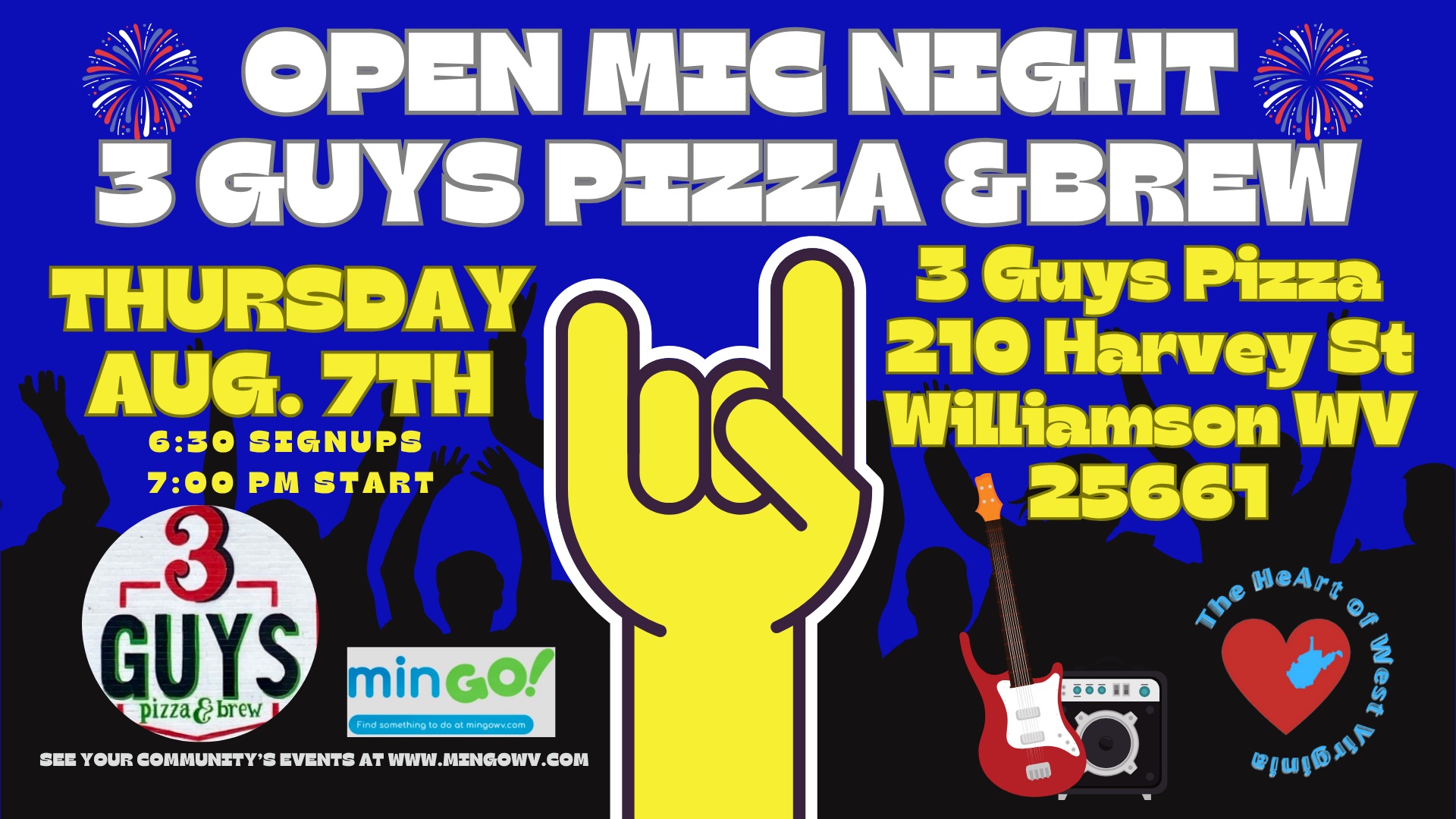 Open Mic Night at 3 Guys Pizza and Brew